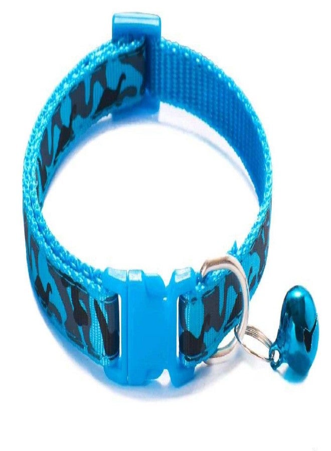 Litvibes Cat Collar with Bell,Kitten and Small Dogs Soft Adjustable Collar,Safe,Breakaway for Cats and Puppies - Blue (CAMO Design) - Image 1
